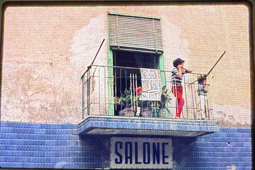 Woman and child balcony - woman, on
