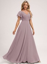 JJS House A Line V Neck Floor Length Chiffon Dress Dusk Size 14 - BNWT