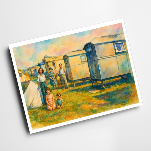 Print caravan sea view - print, caravan,