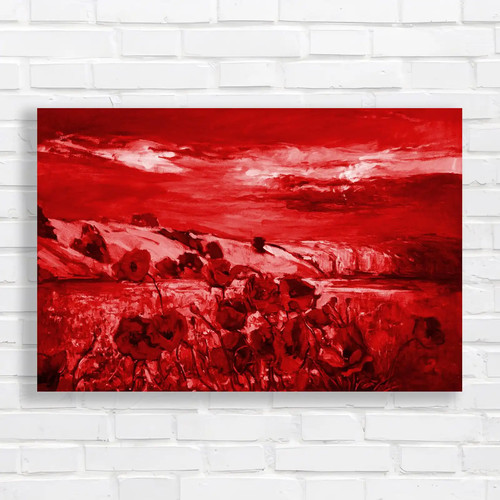 Vibrant poppy field red canvas - red,