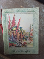 Unusual Vintage 1950s Christmas Card Used Blue Tits