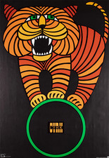 Cyrk Tiger on Hoop R1979 Polish Circus Poster, Hubert Hilscher