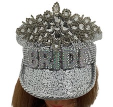 Silver Sequin captain  Hat Cap