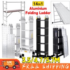 3.5M-5.7M Aluminium Folding Ladder Scaffold Platform 14 IN1 Multi-purpose Steps