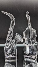 Vintage Pair Cristal d'Arques Cello Violin Double BASS & Saxophone Figurines