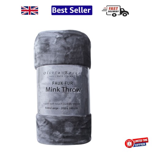 Cuddly charcoal faux - faux, throw