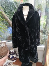 LADIES GLAMOROUS COSY WARM FAUX FUR BLACK COAT SIZE 18