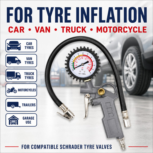 Air tyre inflator - gun, pressure