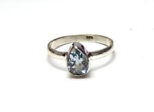 Handmade 925 Sterling Silver Faceted Blue Topaz Teardrop Stone Ring Size H - X
