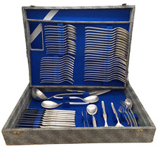 Solingen Bestecke Cutlery Set Boxed Silver Plated 72 Piece 2 Tier Missing 1 Fork