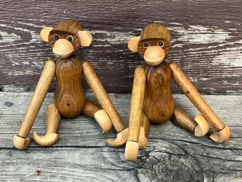 Vtg pair wooden mcm teak - pair,
