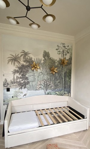 Cream velvet trundle guest - velvet, bed