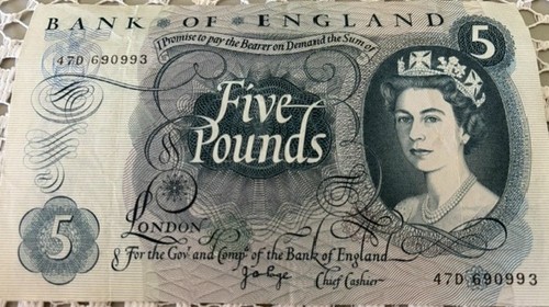 Old five pound - old, note