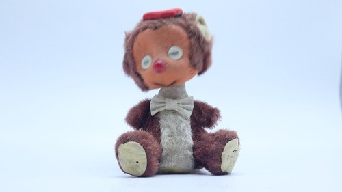 Antique felt monkey bobblehead - antique,