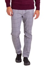 Mens grey check trousers Sta