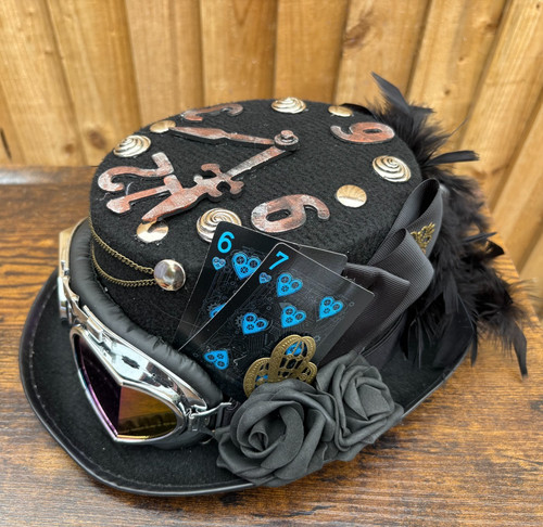 Black steampunk top hat - black,