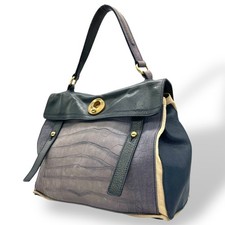 Yves Saint Laurent Muse Two Small Handbag, Tricolor, Navy, Dark Green, Beige, Wo