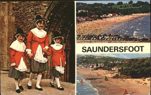 Vintage saundersfoot postcard - vintage,