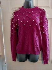 Shein Woman's Elegant  Pearl Cerise Pink Jumper Size XL