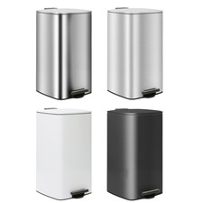 1x 30L Square Stainless Steel Kitchen Pedal Bin Modern Rubbish Waste Dustbin