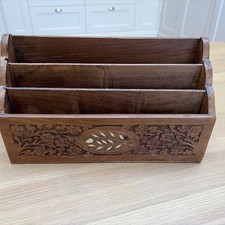 Hand Carved Wooden Letter Rack