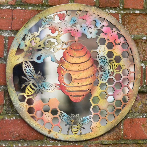 Rustic bee hive mirrored - bee,