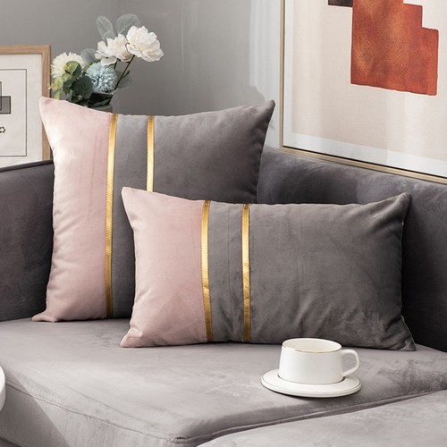 Velvet colorblock cushion - velvet,
