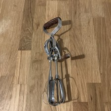 Vintage Prestige Rotary Hand Whisk Egg Beater Stainless Steel Wooden Handle 