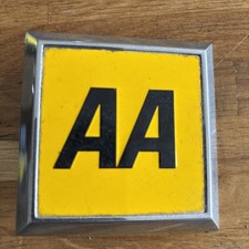 Vintage Chrome AA Badge - Automobile Association Square Type #2 Nice for Age