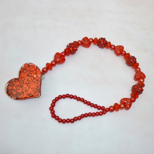 Red glitter heart shamballa - heart,