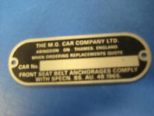 MG Chassis Plate mgb gt midget roadster v8 mgf bmc mga mgc 1098 MG CAR CO zg26