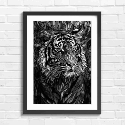 Colorful stained glass tiger - glass,
