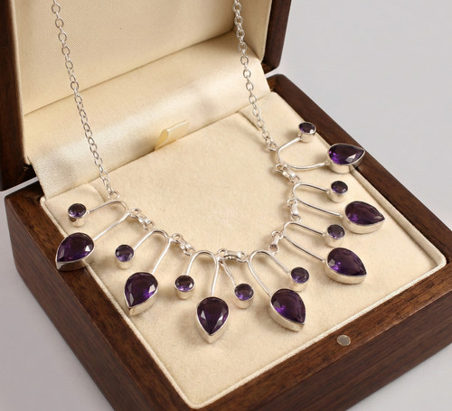 Purple amethyst necklace - purple,
