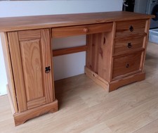 Solid Pine Desk with computer Pull out Shelf. 3 Draws  and a storage compartment