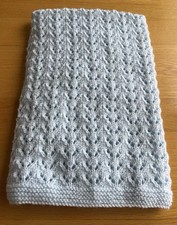 Hand Knitted Blue Baby Blanket