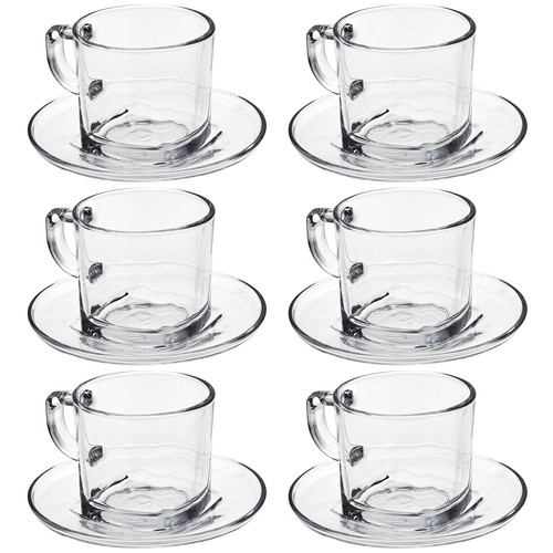 Glass cup saucer set - &,