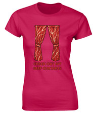 CHECK OUT MY BEEF CURTAINS LADIES T SHIRT FUNNY RUDE JOKE DESIGN NOVELTY TOP