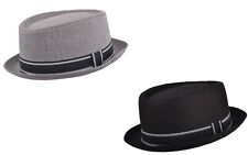 BLACK PORK PIE HAT SKA RUDE BOY SOUL MADNESS TRILBY COTTON MIX GREY