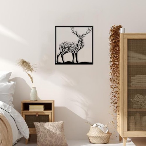 Framed tree deer metal garden - framed,