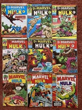 Marvel Incredible Hulk Vintage Comics Bundle X 9 Bronze Age In Great Condition