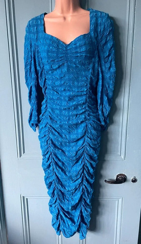 Zara electric blue ruched midi - ruched,