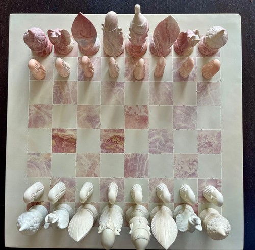 Hand crafted marble chess set - hand,