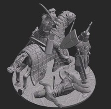 Mongol Mounted Vs Crusader Diorama 1/16th Resin Printed