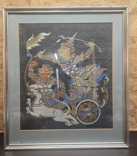 Framed thai silk painting - thai,