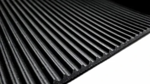 Fine ribbed black rubber mat - rubber,