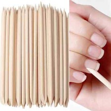 10pc Nail Art Orange Wood Sticks Cuticle Pusher Remover Pedicure Manicure Tool
