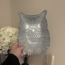 Owl Silver Glass Trinket Dish