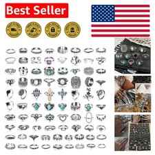 Gothic Vintage Silver Ring Set