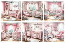 BABY GIRL'S NURSERY  Cardmaking Card Toppers Scrapbook Tags Paper Craft