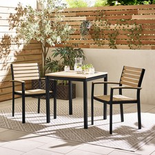 Malva 2 Seat Teak Effect Wood & Black Outdoor Bistro Dining Set
